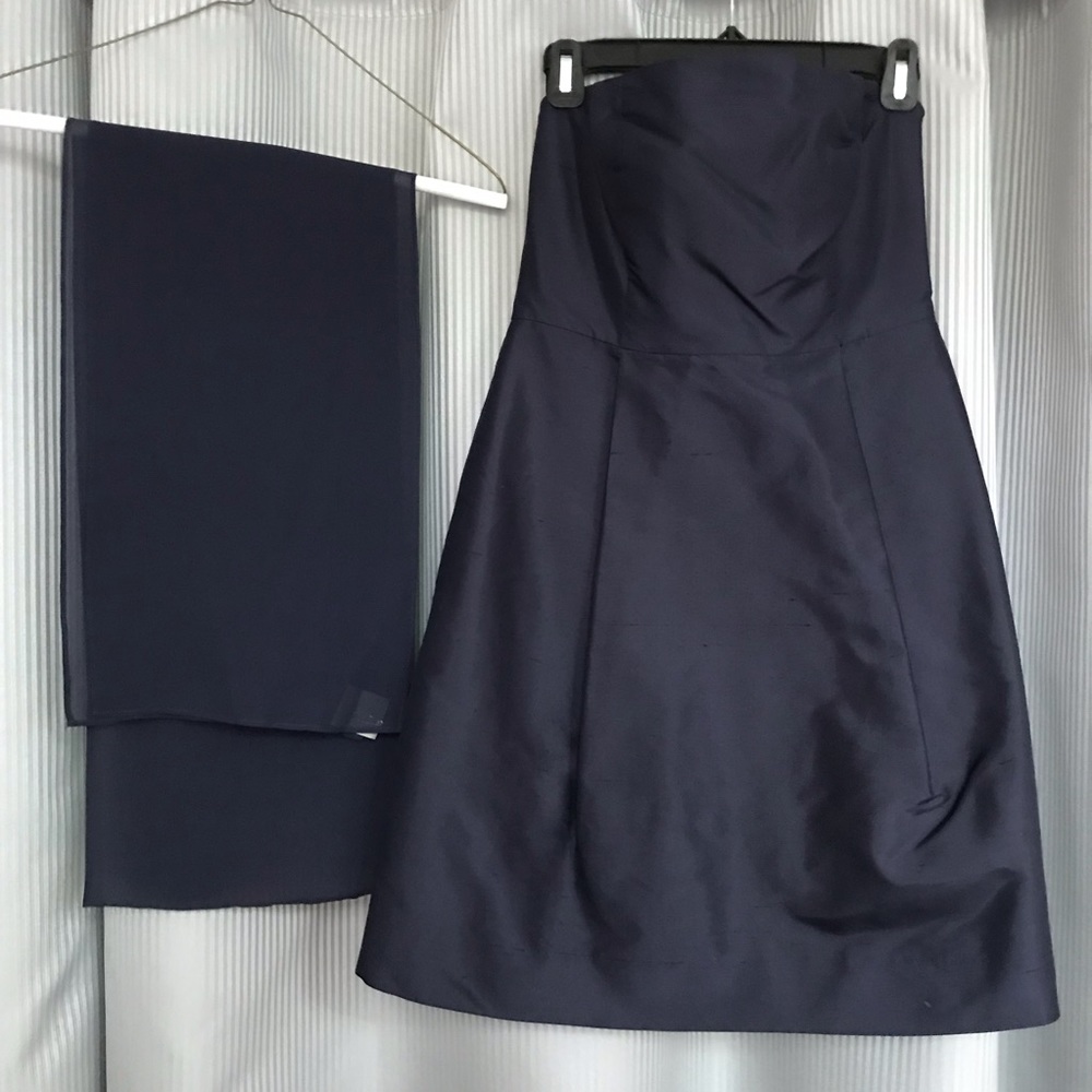Ann Taylor Navy Silk Cocktail Dress Sash - Size 2